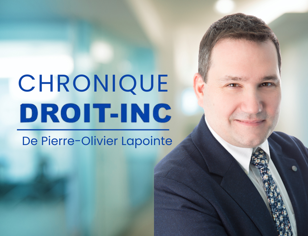 Photo de Pierre-Olivier Lapointe et logo du site Droit inc.
